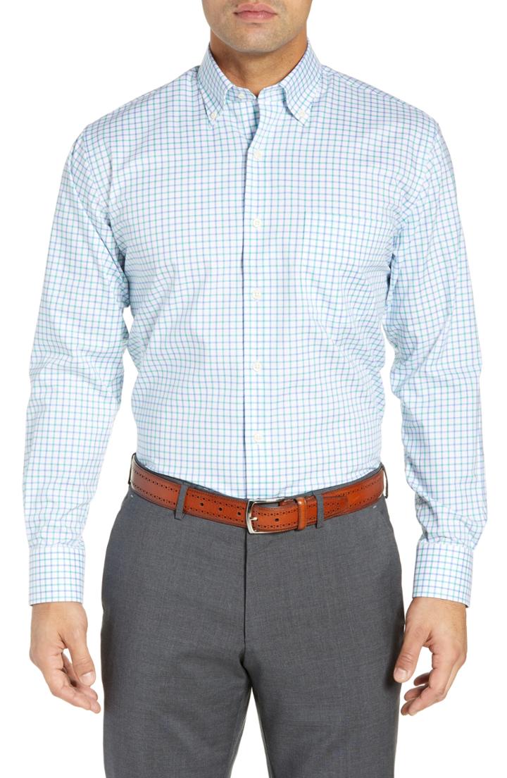 Men's Peter Millar Ease Crown Fit Sport Shirt, Size Small - Blue