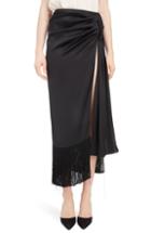 Women's Magda Butrym Fringe Trim Silk Skirt Us / 36 Fr - Black