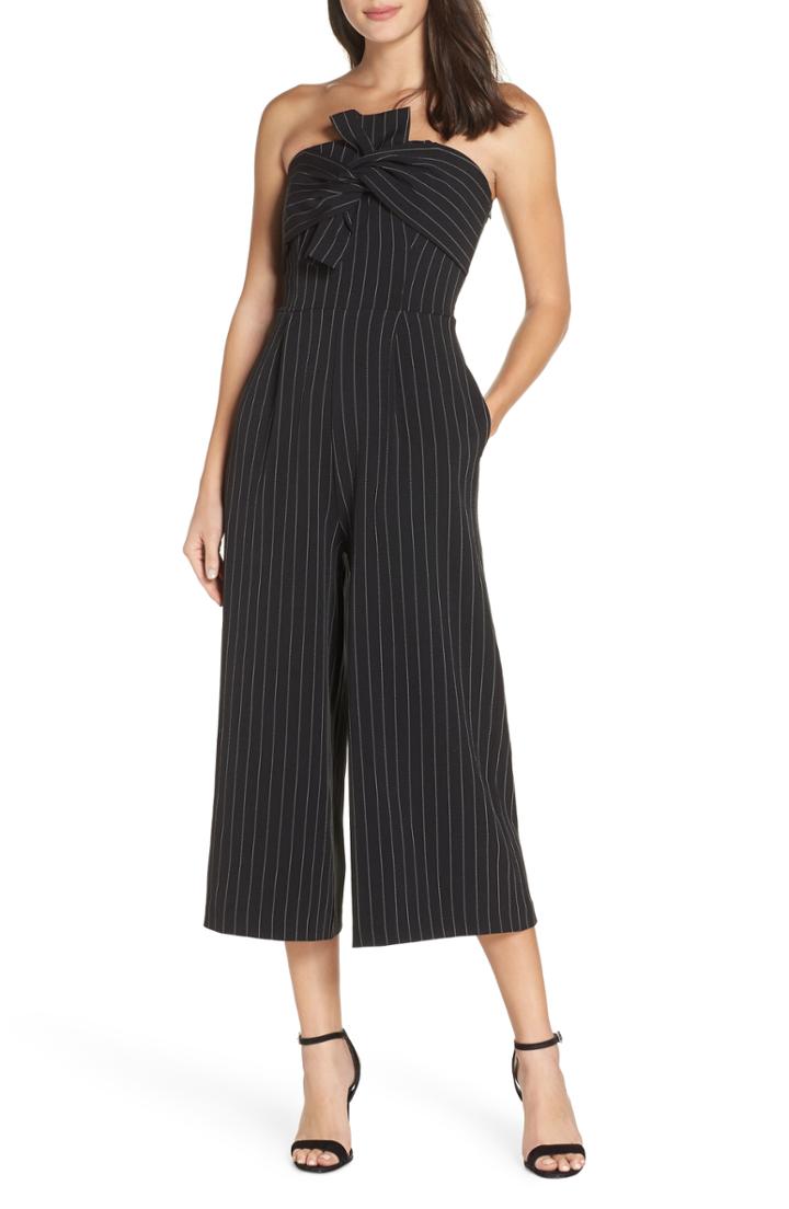 Women's Chelsea28 Pinstripe Tie Front Jumpsuit