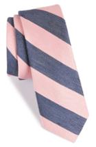 Men's The Tie Bar Levi Stripe Silk & Linen Skinny Tie