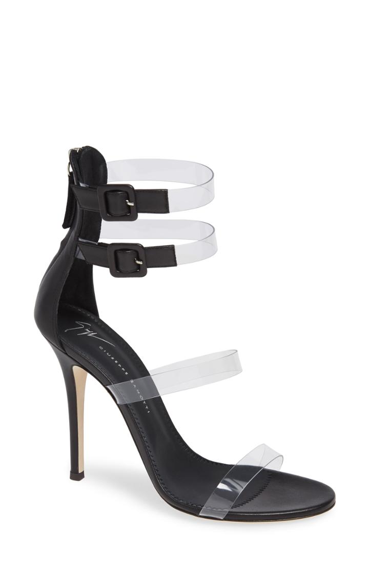 Women's Giuseppe Zanotti Dehlia Transparent Strap Cage Sandal M - Black