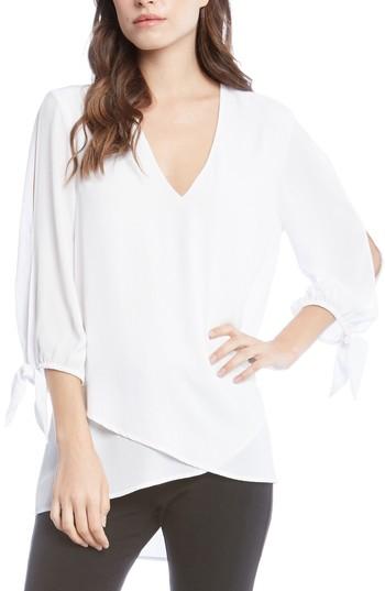 Women's Karen Kane Tie Sleeve Top - Ivory