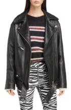 Women's Isabel Marant Etoile Abely Oversize Leather Biker Jacket Us / 34 Fr - Black