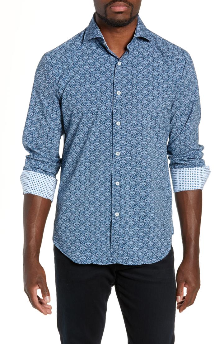 Men's Bugatchi Shaped Fit Performance Sport Shirt