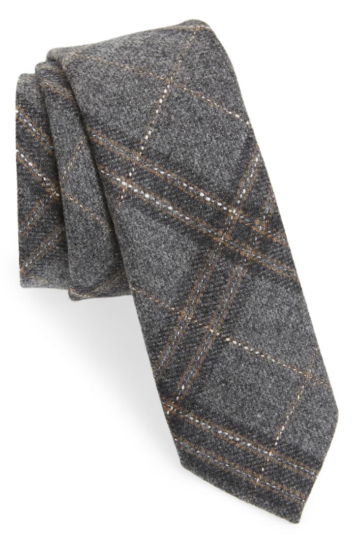Men's The Tie Bar Sotto Plaid Wool Blend Tie, Size - Grey