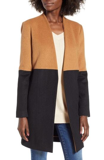 Women's Mural Colorblock Coat - Beige