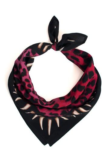 Women's Rockins Leopard Teeth Silk Bandana, Size - Pink