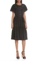 Women's La Vie Rebecca Taylor Linen Lace Yoke Dress - Black