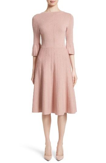 Women's Lela Rose Metallic Knit Fit & Flare Dress