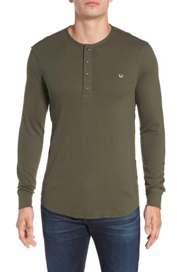 Men's True Religion Brand Jeans Henley T-shirt - Green