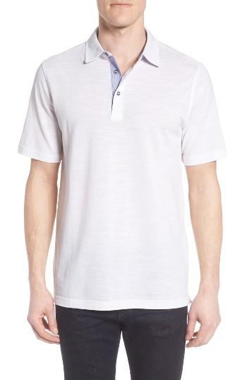 Men's Bugatchi Pique Polo, Size - White