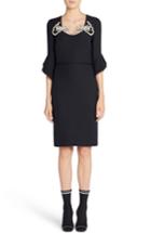 Women's Fendi Embellished Wool & Silk Gazar Dress Us / 40 It - Black