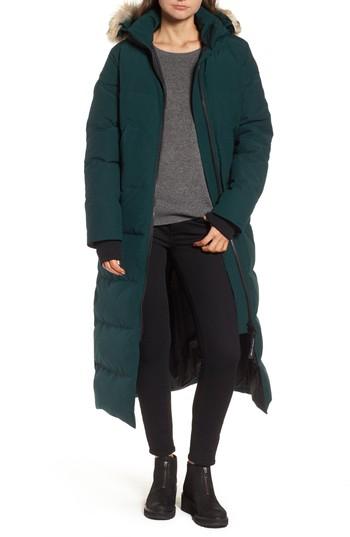 Women's Canada Goose 'mystique' Regular Fit Down Parka With Genuine Coyote Fur Trim (6-8) - Green