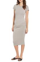 Women's James Perse Ruched Stretch Cotton Dress - Beige