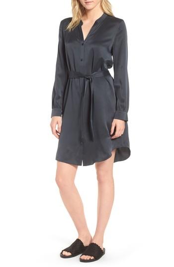 Women's Eileen Fisher Silk Shirtdress, Size - Grey