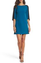 Women's Adrianna Papell Colorblock Crepe Shift Dress - Blue