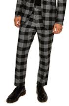 Men's Topman Leigh Classic Check Slim Fit Trousers X 32 - Black
