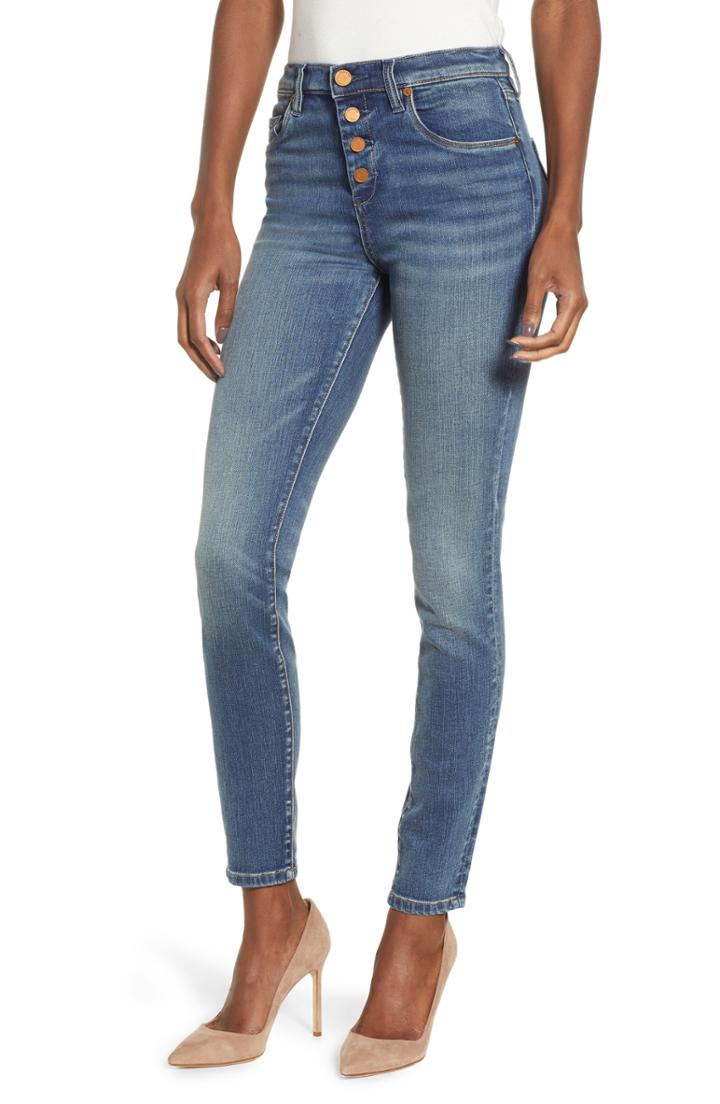 Women's Blanknyc Button Fly Skinny Jeans - Blue