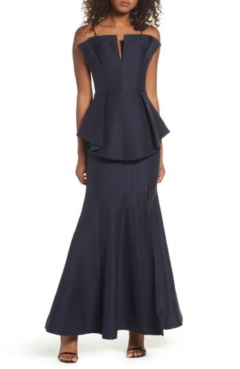 Women's C/meo Collective Conduit Pleat Peplum Trumpet Gown - Blue
