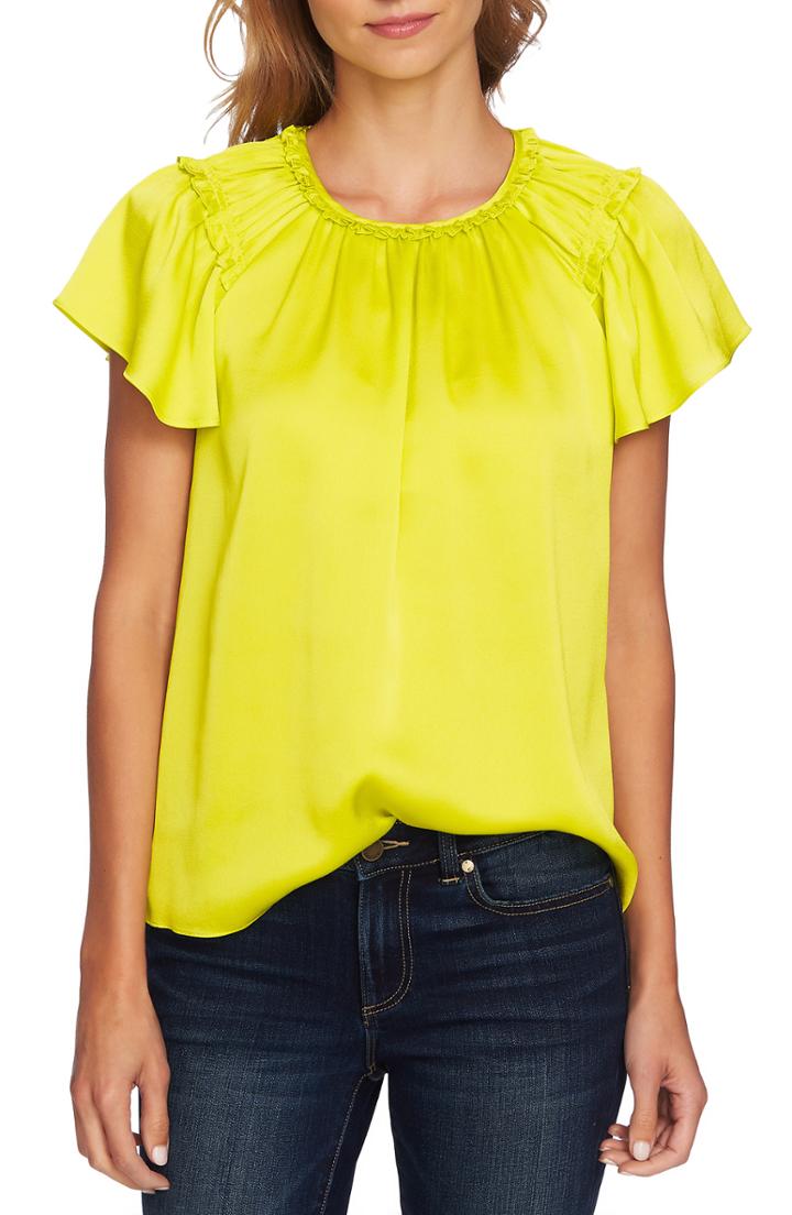 Women's Cece Flutter Sleeve Blouse, Size - Yellow