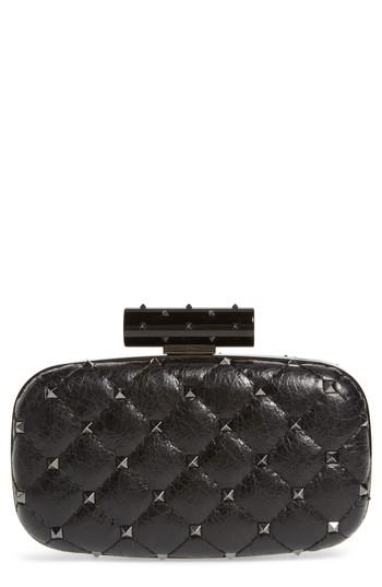 Valentino Garavani Rockstud Matelasse Leather Minaudiere - Black