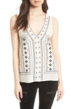 Women's Joie Merles Embroidered Silk Top - White