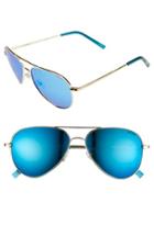 Women's Polaroid Eyewear 56mm Polarized Aviator Sunglasses - Gold/ Blue Mirror/ Polarized