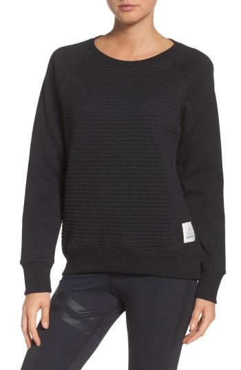 Women's Reebok Quilted Crew Sweatshirt - Black