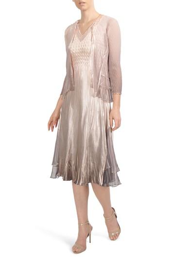 Women's Komarov Charmeuse & Chiffon Dress And Jacket - Beige