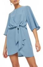 Women's Topshop Tie Front Minidress Us (fits Like 6-8) - Blue