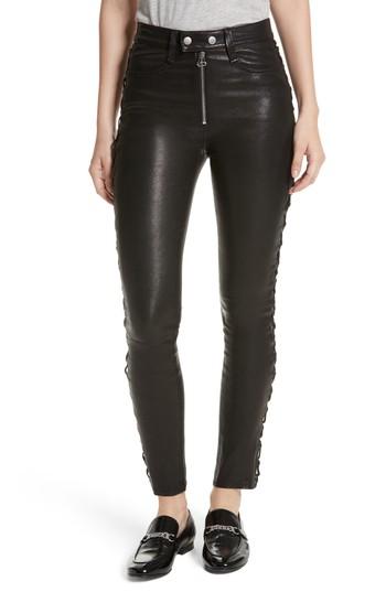 Women's Rag & Bone/jean Kiku Leather High Waist Ankle Skinny Pants - Black