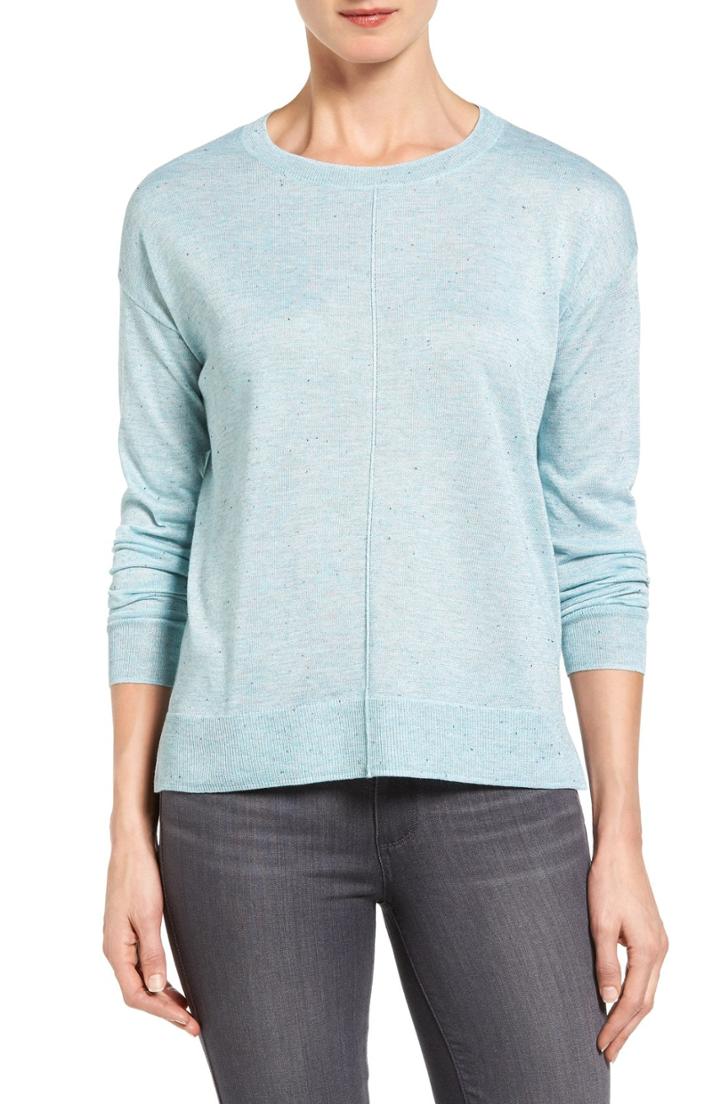 Women's Halogen Seam Detail High/low Sweater, Size - Blue