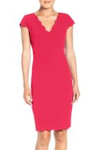 Women's Adrianna Papell Scalloped Crepe Sheath Dress - Pink