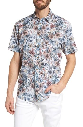 Men's Coastaoro Tropas Regular Fit Print Short Sleeve Sport Shirt - White