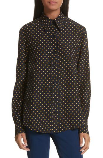 Women's Joseph Garcon-laura Dotted Silk Shirt Us / 34 Fr - Blue