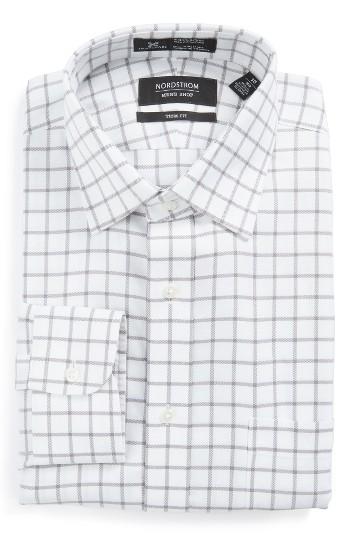 Men's Nordstrom Men's Shop Smartcare(tm) Trim Fit Check Dress Shirt 32/33 - Metallic