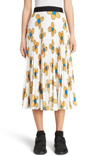 Women's Christopher Kane Flower Print Midi Skirt Us / 42 It - Orange
