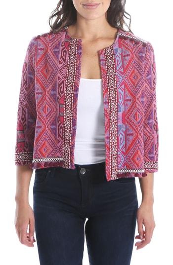 Women's Kut From The Kloth Gwyneth Embellished Collarless Jacket - Red