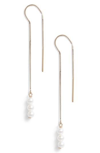Women's Poppy Finch Triple Baby Pearl Threader Earrings