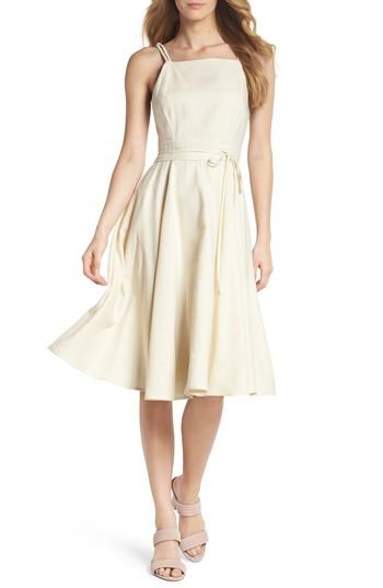 Women's Gal Meets Glam Collection Caroline Linen Blend Fit & Flare Dress - Ivory