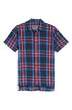 Men's True Religion Brand Jeans Raw Edge Plaid Woven Shirt