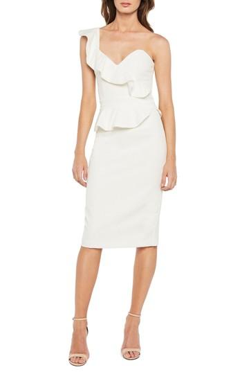 Women's Bardot Camellia One-shoulder Sheath Dress - Ivory