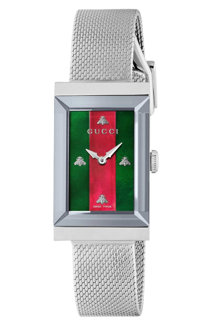 Women's Gucci G-frame Mesh Strap Watch, 21mm X 34mm