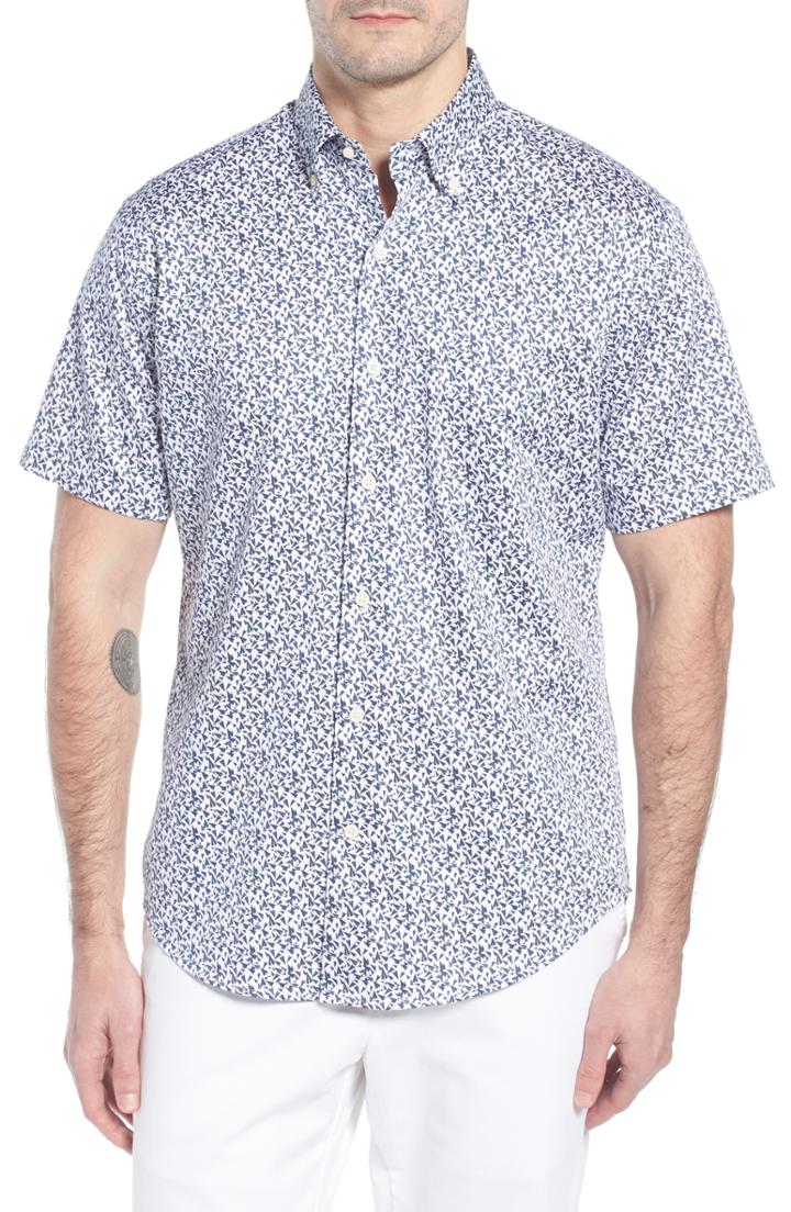 Men's Peter Millar Fly Like Paper Print Sport Shirt, Size - White
