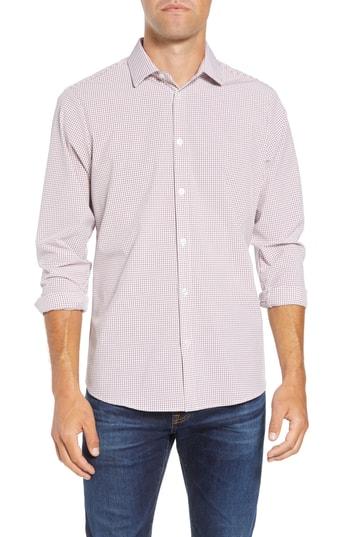 Men's Mizzen+main Irwin Slim Fit Grid Performance Sport Shirt - Burgundy