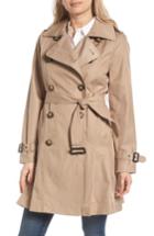 Women's Michael Michael Kors Double Breasted Skirted Trench Coat - Beige