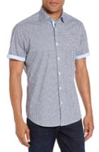 Men's Stone Rose Geometric Print Sport Shirt, Size - Blue