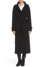 Petite Women's Gallery Belted Long Nepage Raincoat With Detachable Hood & Lining