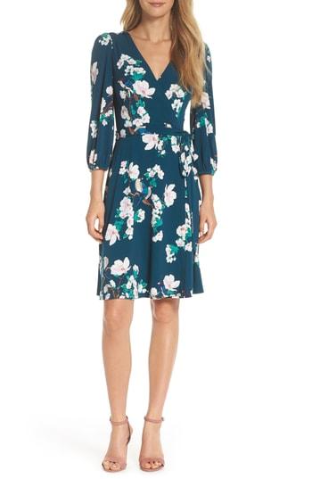 Women's Eliza J Floral Print Faux Wrap Dress - Green