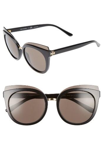 Women's Tory Burch 53mm Cat Eye Sunglasses - Black